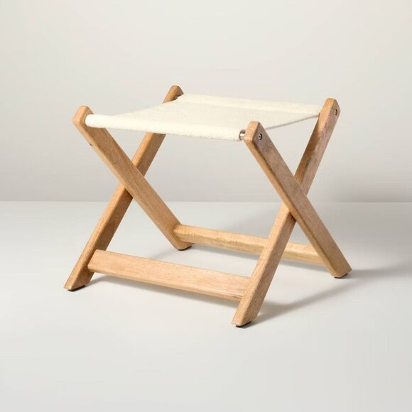 Foldable Outdoor Patio Stool Natural/Cream - Hearth & Hand Magnolia -Target 2025 - Picture 1 of 11